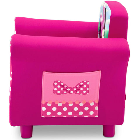 Delta Children Minnie Mouse chair wood frame closeup communicates quality construction