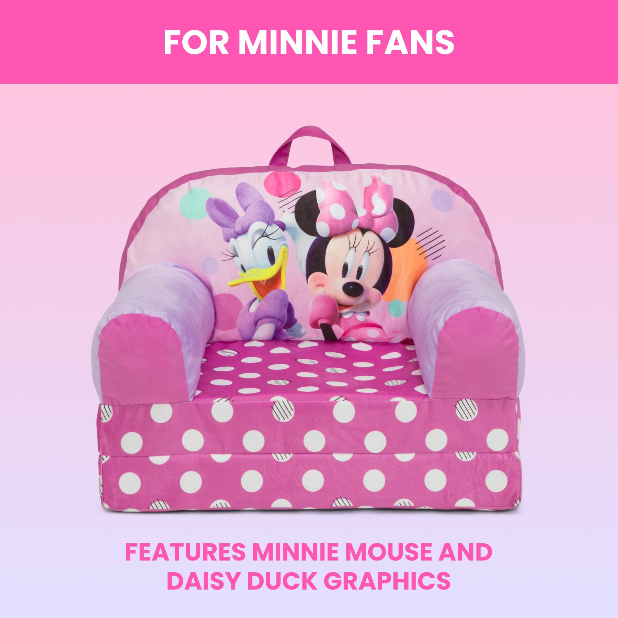 Delta Children Minnie Mouse Cozee Buddy Flip-Out Chair pink is GREENGUARD Gold certified for cleaner air.