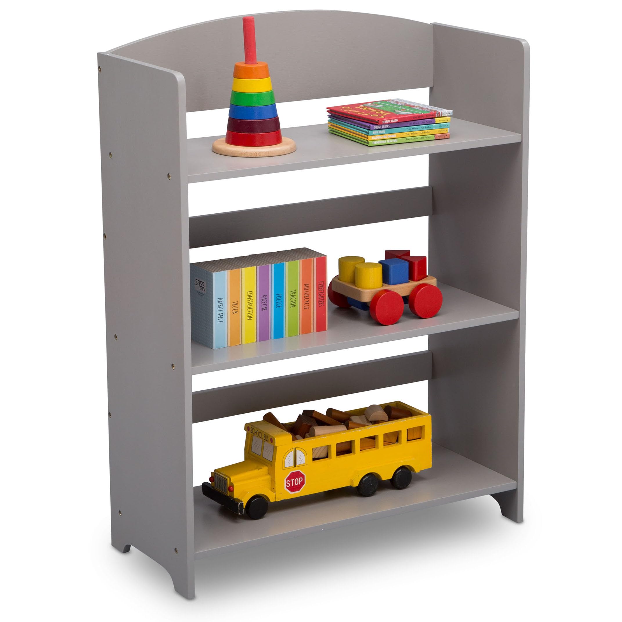 Delta Children MySize Bookshelf grey three-shelves for easy access storage