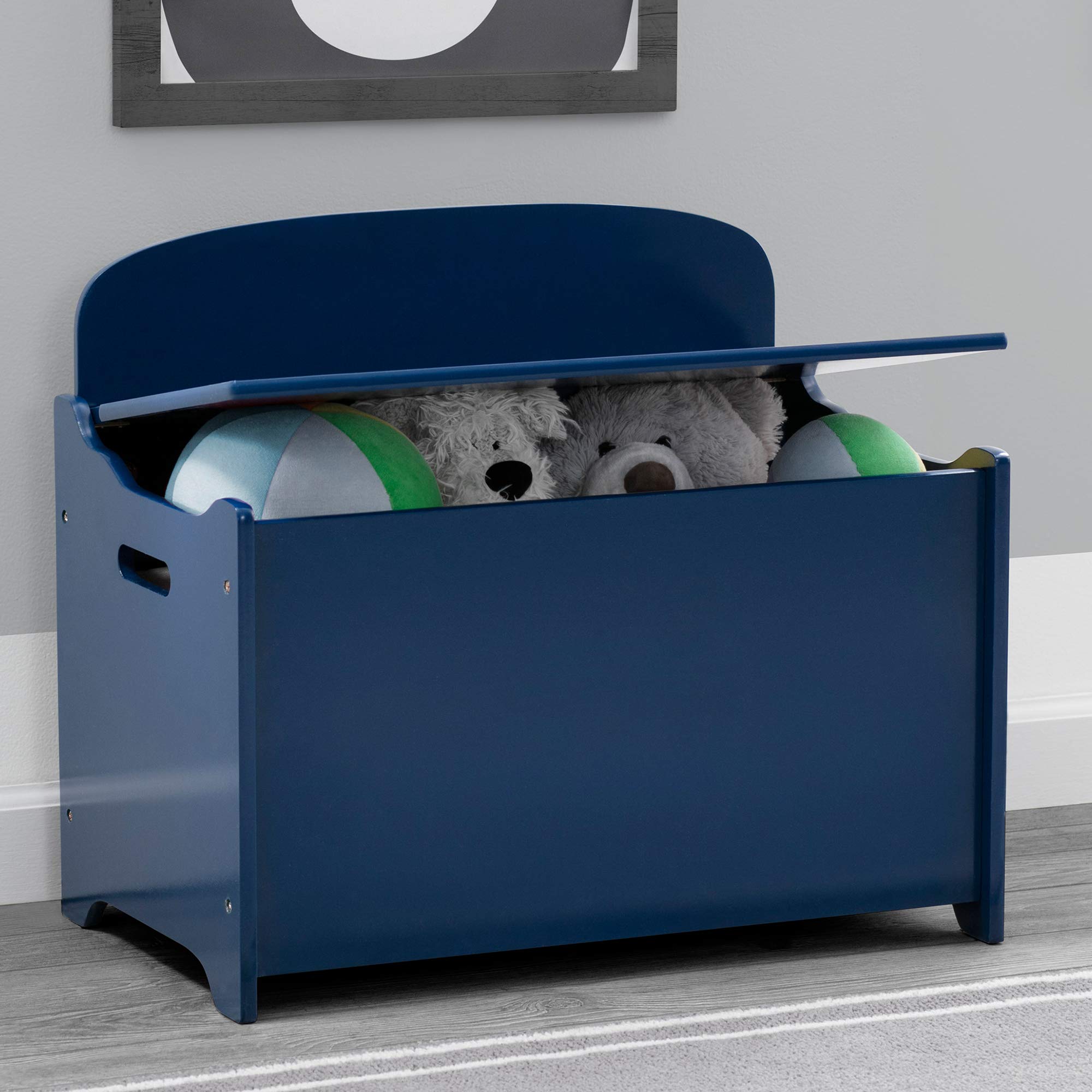 Delta Children MySize Deluxe Toy Box interior provides ample space for toys and books.