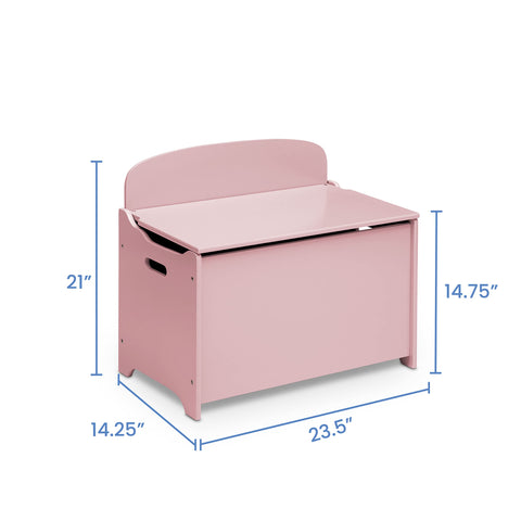 Delta Children MySize Deluxe Toy Box Dusty Rose cutout handles for easy transport.