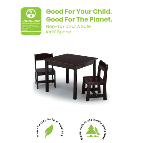 Delta Children MySize chair left view highlights sturdy wood seating for kids.