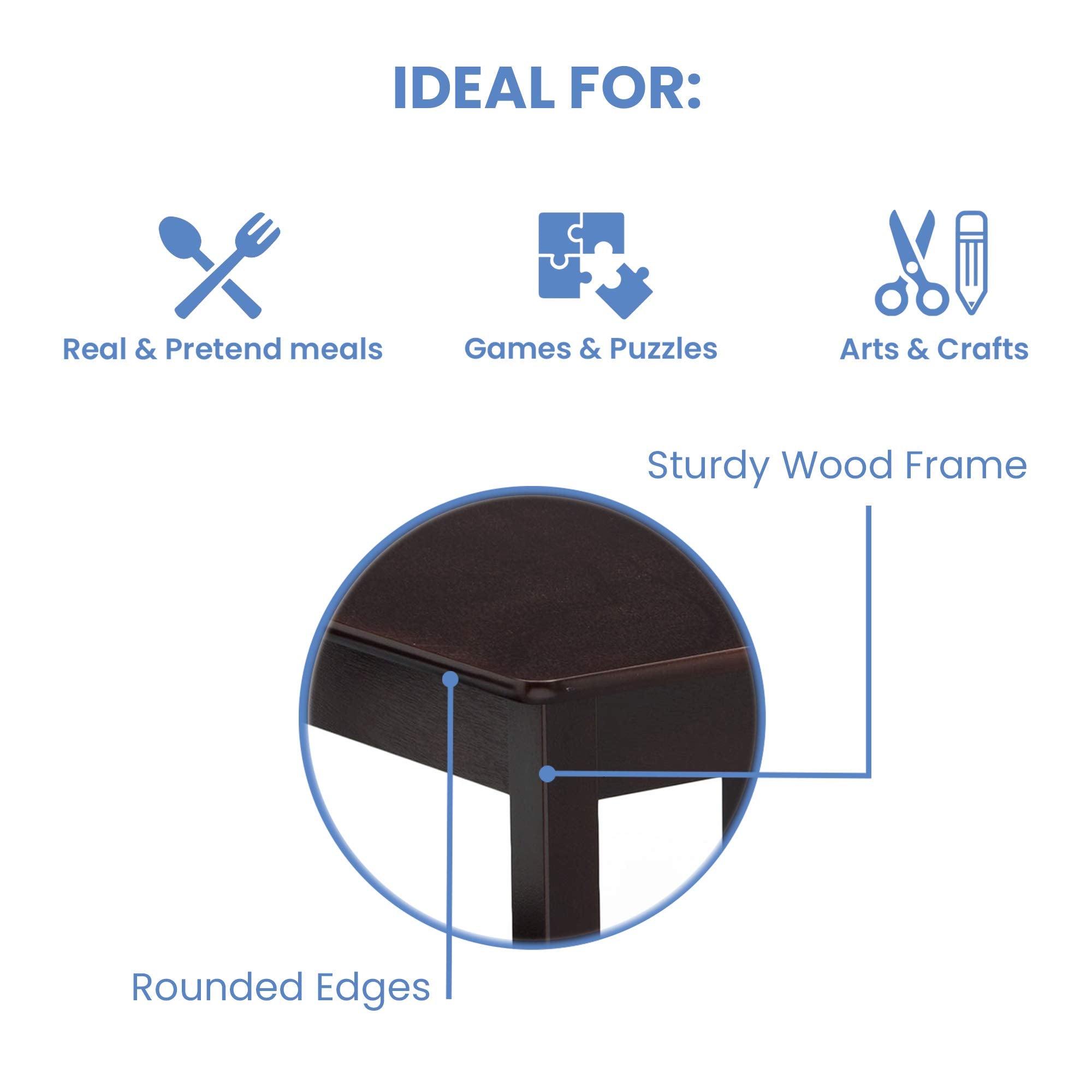 Delta Children MySize chair right view shows stable legs and comfortable height.