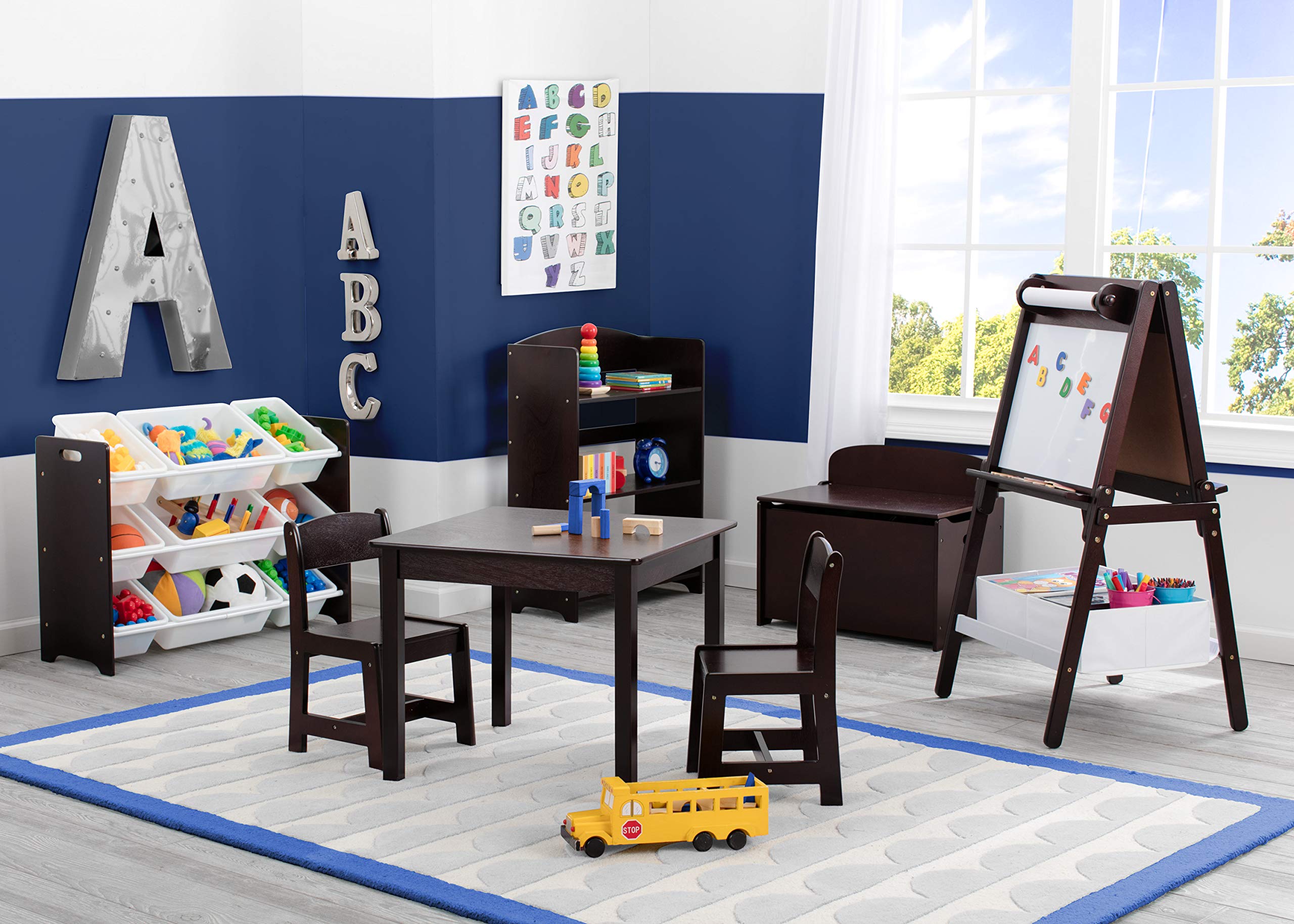 Delta Children MySize rubber feet protect floors during play.