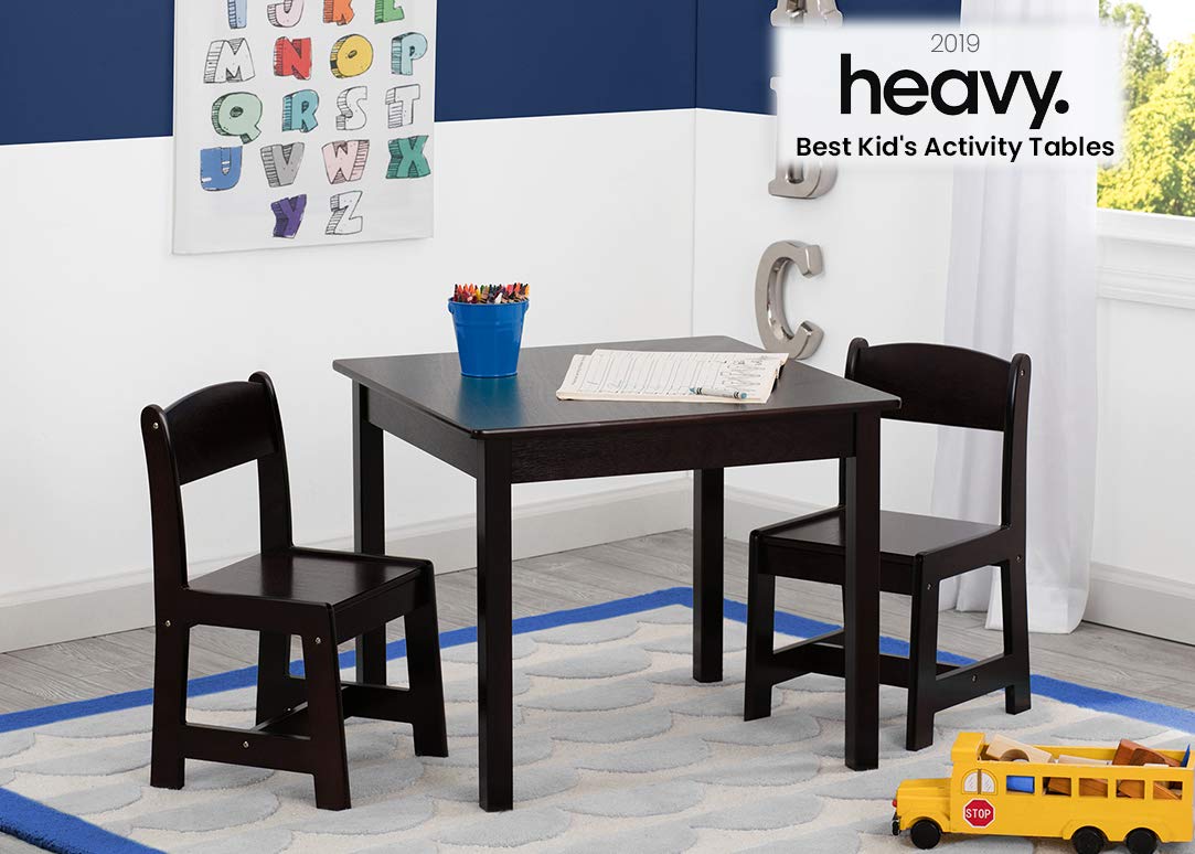 Delta Children MySize table surface close-up shows smooth, durable wood for easy cleanup.
