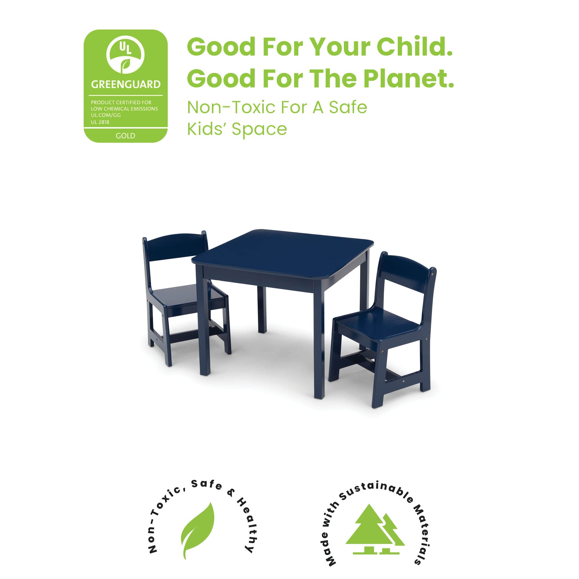 Delta Children MySize table dimensions showing compact kid-friendly footprint.