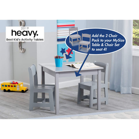 Delta Children MySize table grey, assembled dimensions for growing kids.