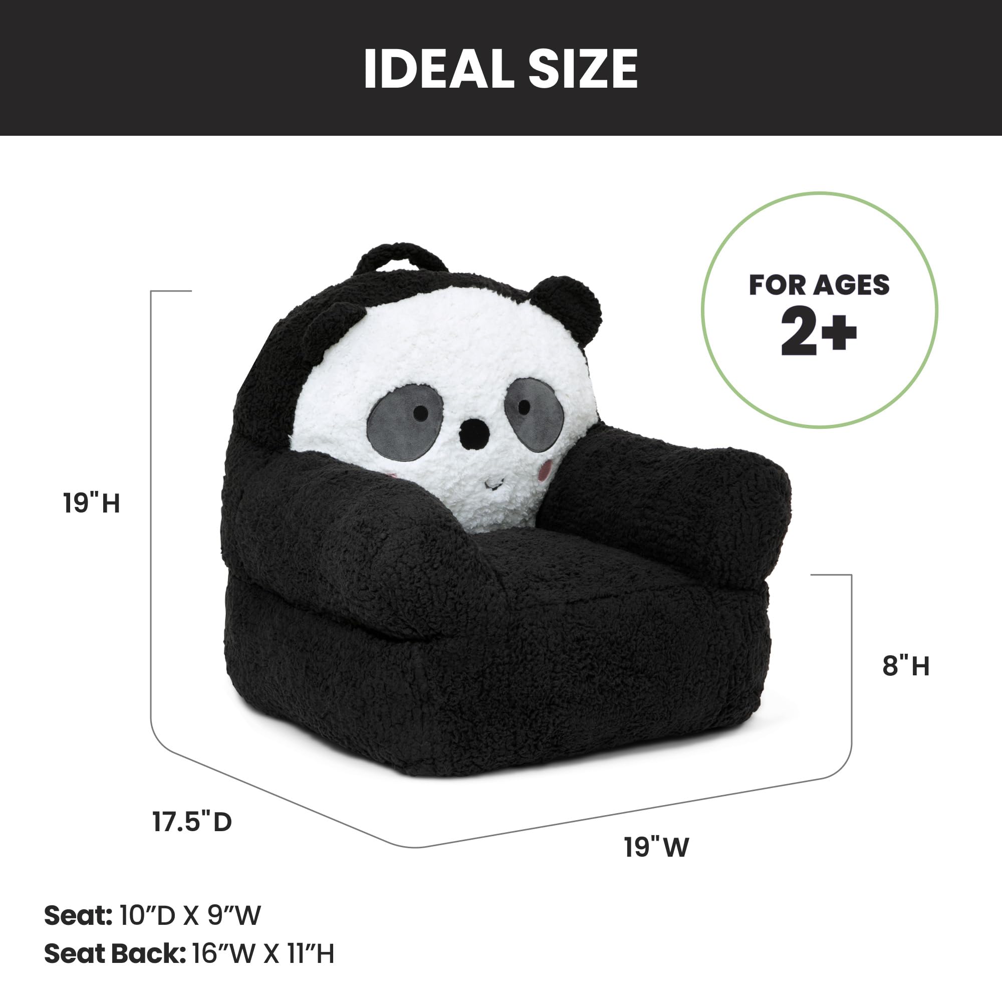 Delta Children Panda Cozee Buddy Chair in living room setup for cozy seating