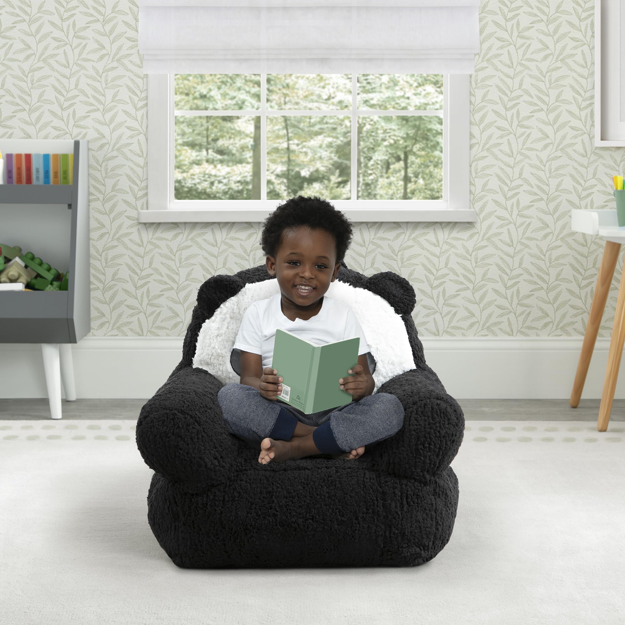 Delta Children Panda Cozee Buddy Chair side angle demonstrating lightweight mobility for rooms