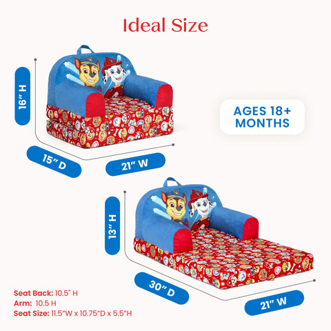 Foam-filled PAW Patrol chair provides cushioned support in blue