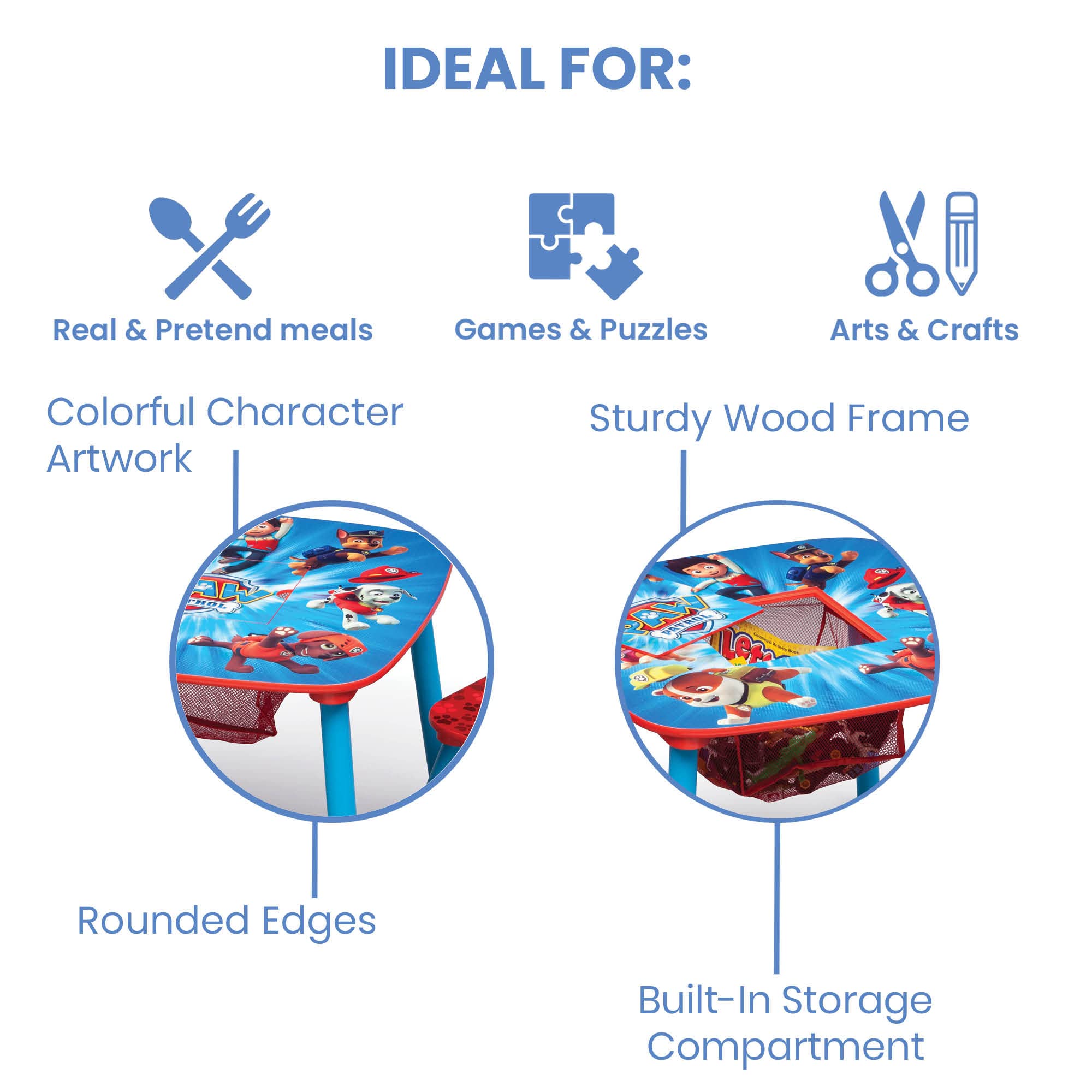 Delta Children Paw Patrol two chairs included support kid-friendly meals and projects.