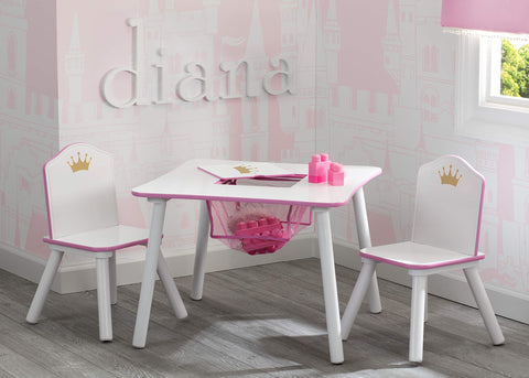 Delta Children Princess Crown chair with gold emblem for stylish seating.