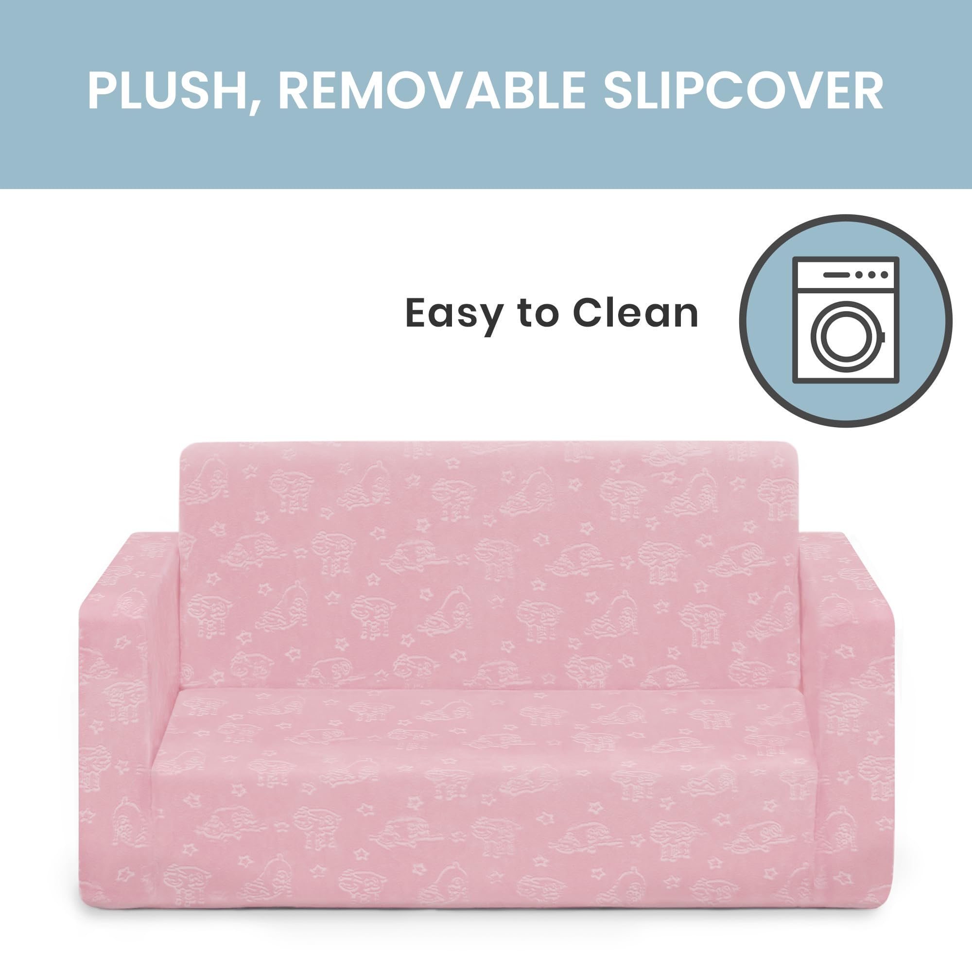 Delta Children Serta Perfect Sleeper Kids 2-Seater Sofa pink non-slip bottom feature.
