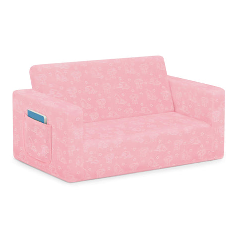 Delta Children Serta Perfect Sleeper Kids 2-Seater Sofa pink built-in side pocket.