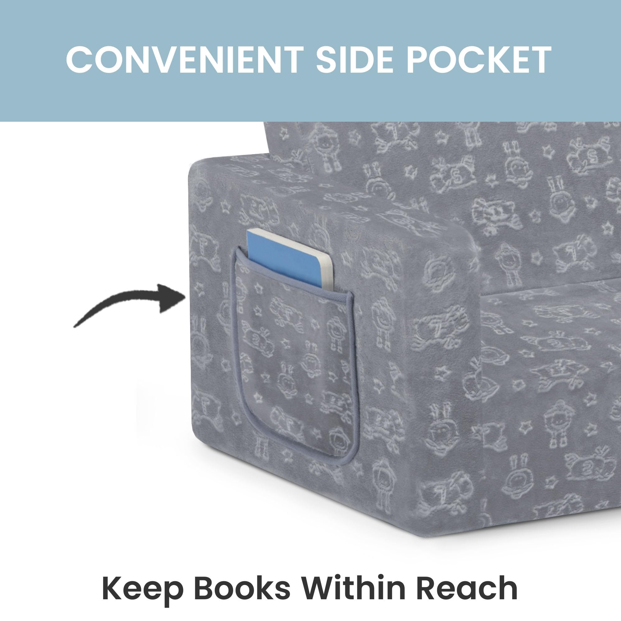 Delta Children Serta Perfect Sleeper Kids Non-Slip Bottom keeps couch stable.