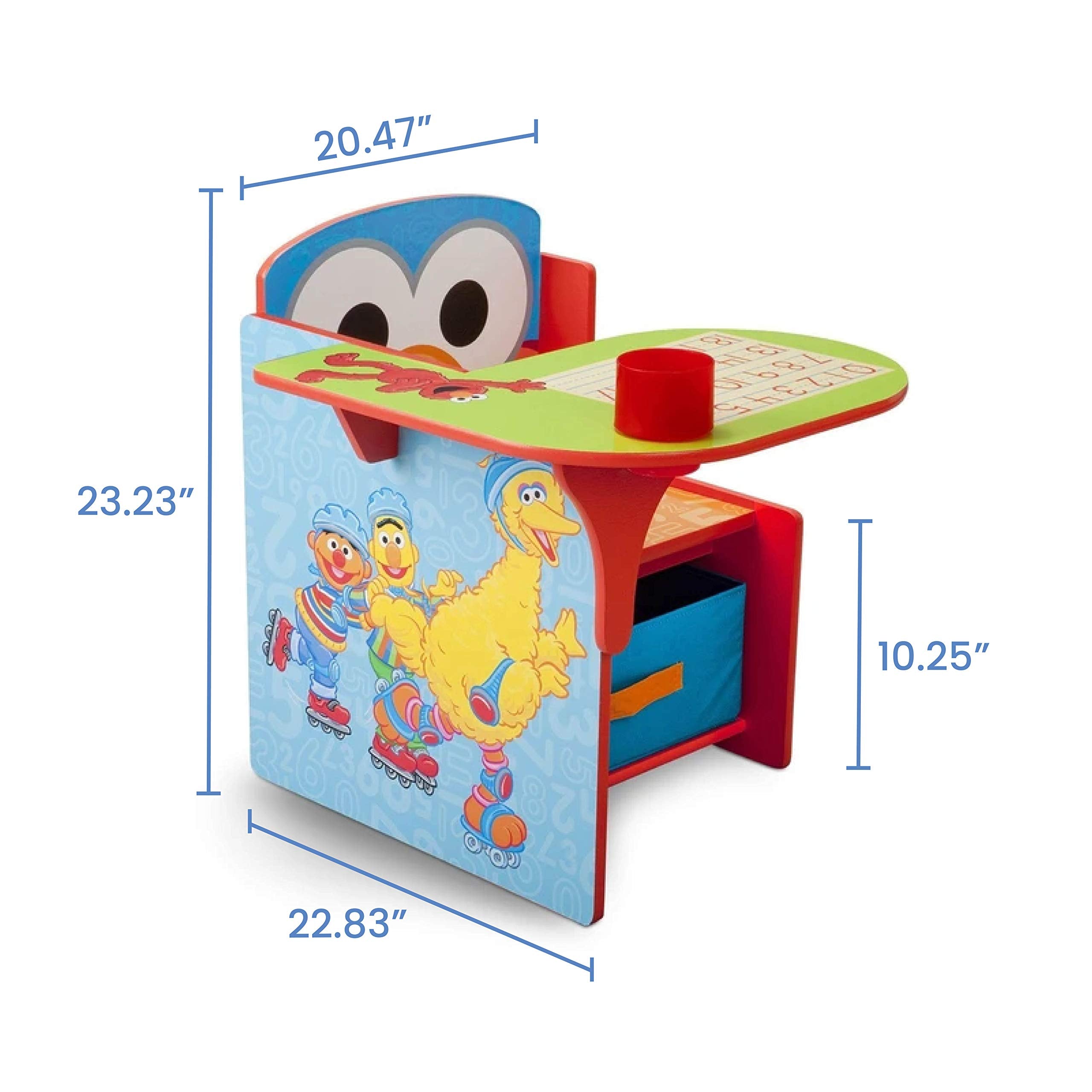Delta Children Sesame Street chair desk durable engineered wood with scratch-resistant finish.