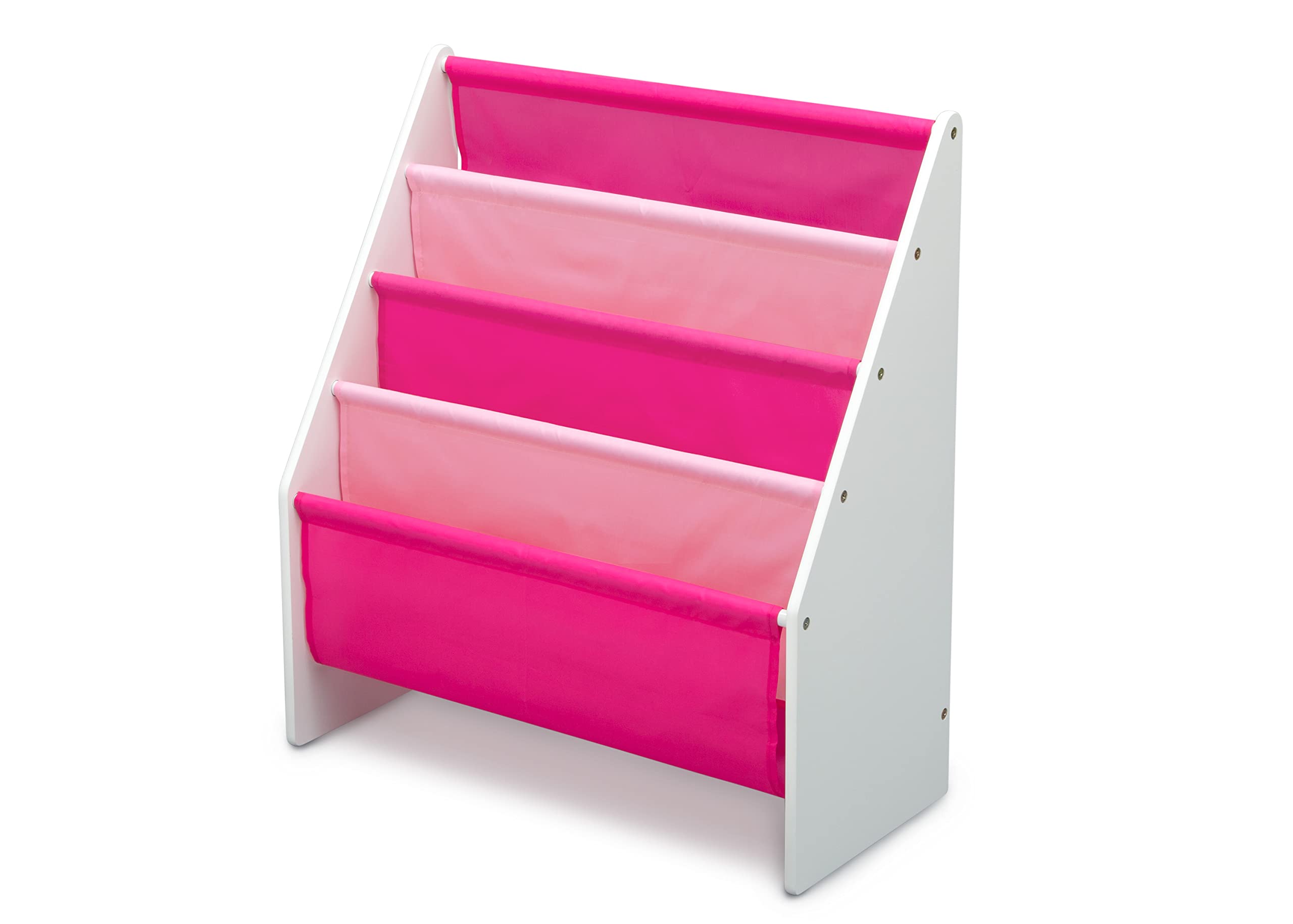 Delta Children Sling Rack Bookshelf dimensions fit neatly in playrooms and bedrooms.