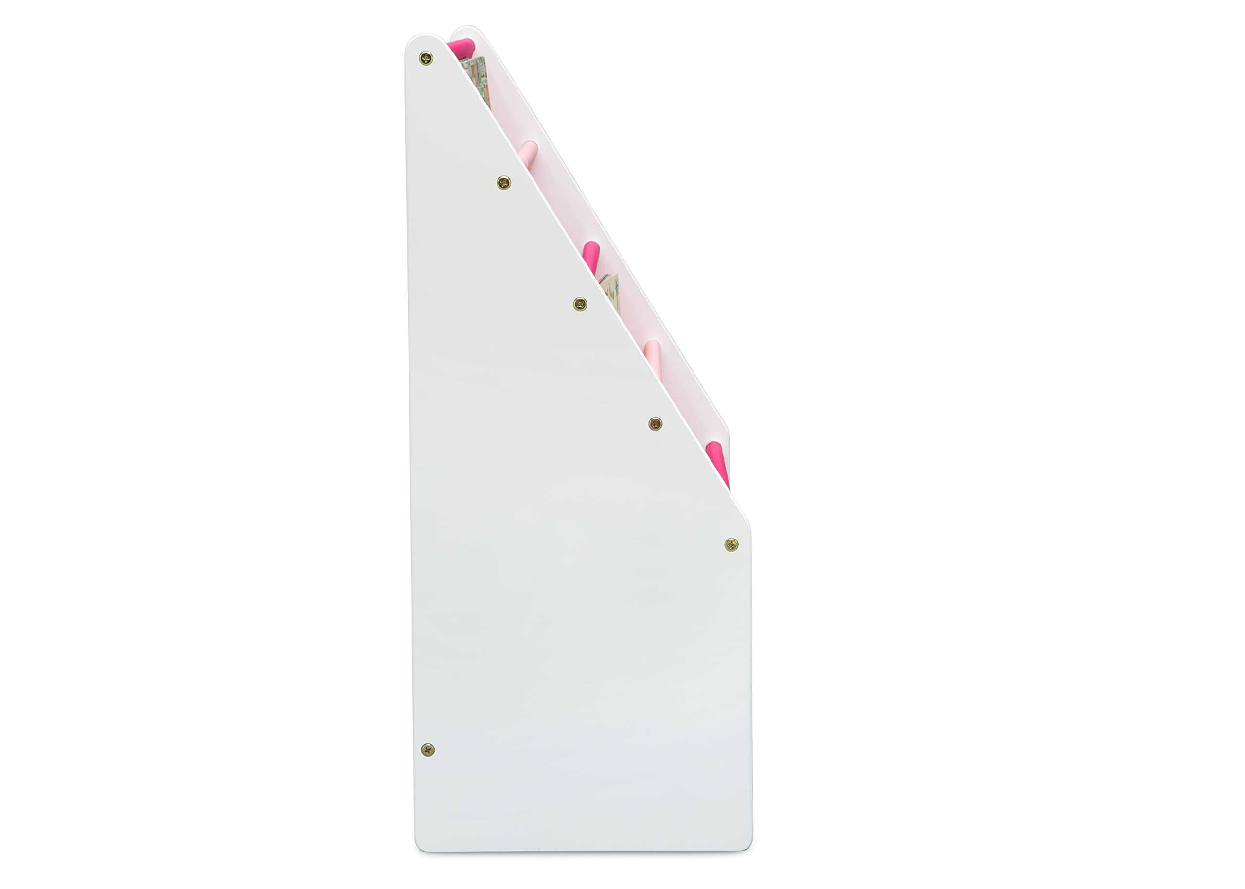 Delta Children Sling Rack Bookshelf in white and pink offers cheerful decor.