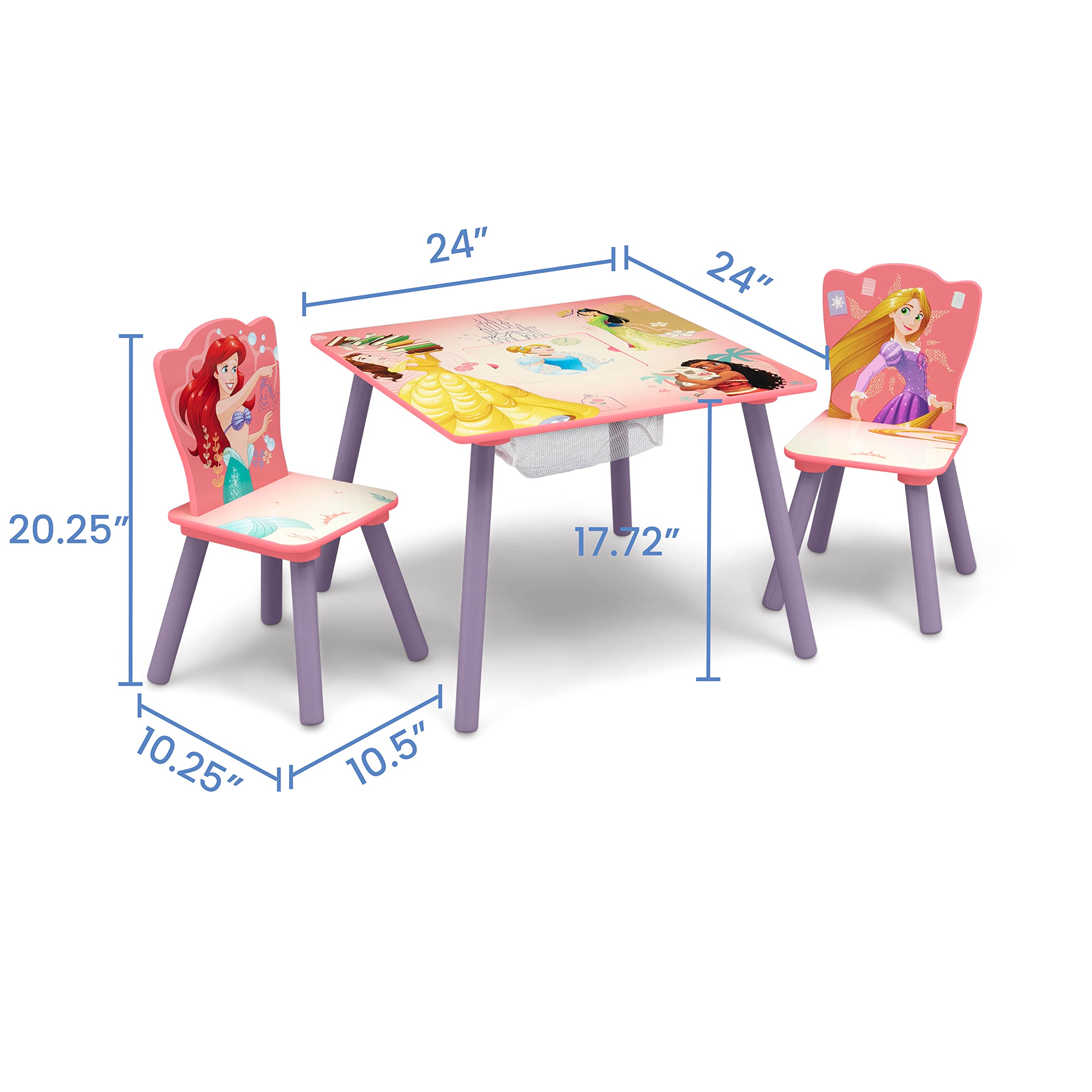 Delta Children Disney Princess table and chairs suited for snack time
