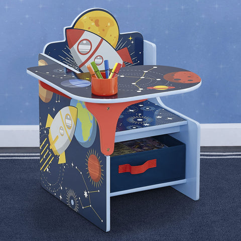 Delta Children Space Adventures chair desk under-seat storage bin for toys and art supplies