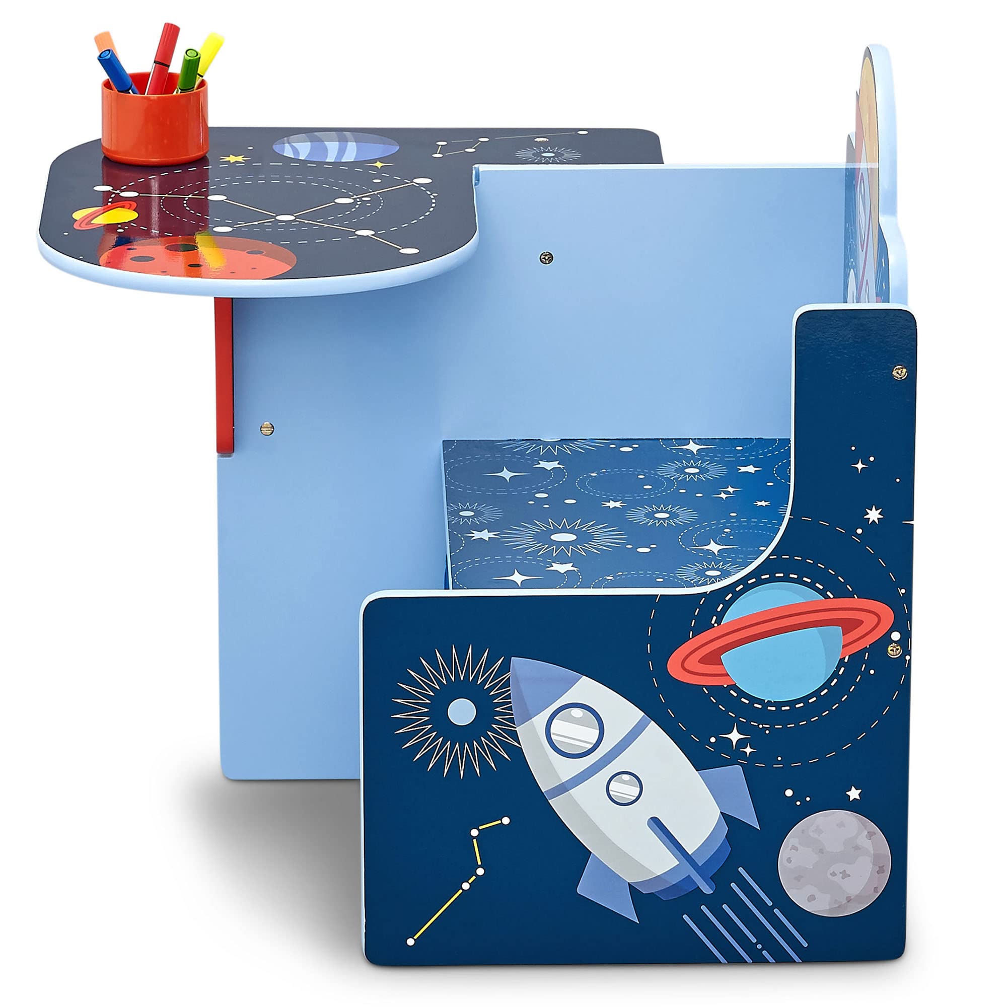 Delta Children Space Adventures chair desk offers large work surface for crafts and homework