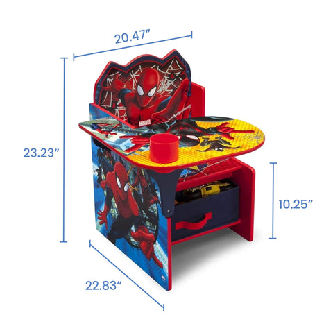 Delta Children Spider-Man chair desk assembled dimensions shown for easy planning.