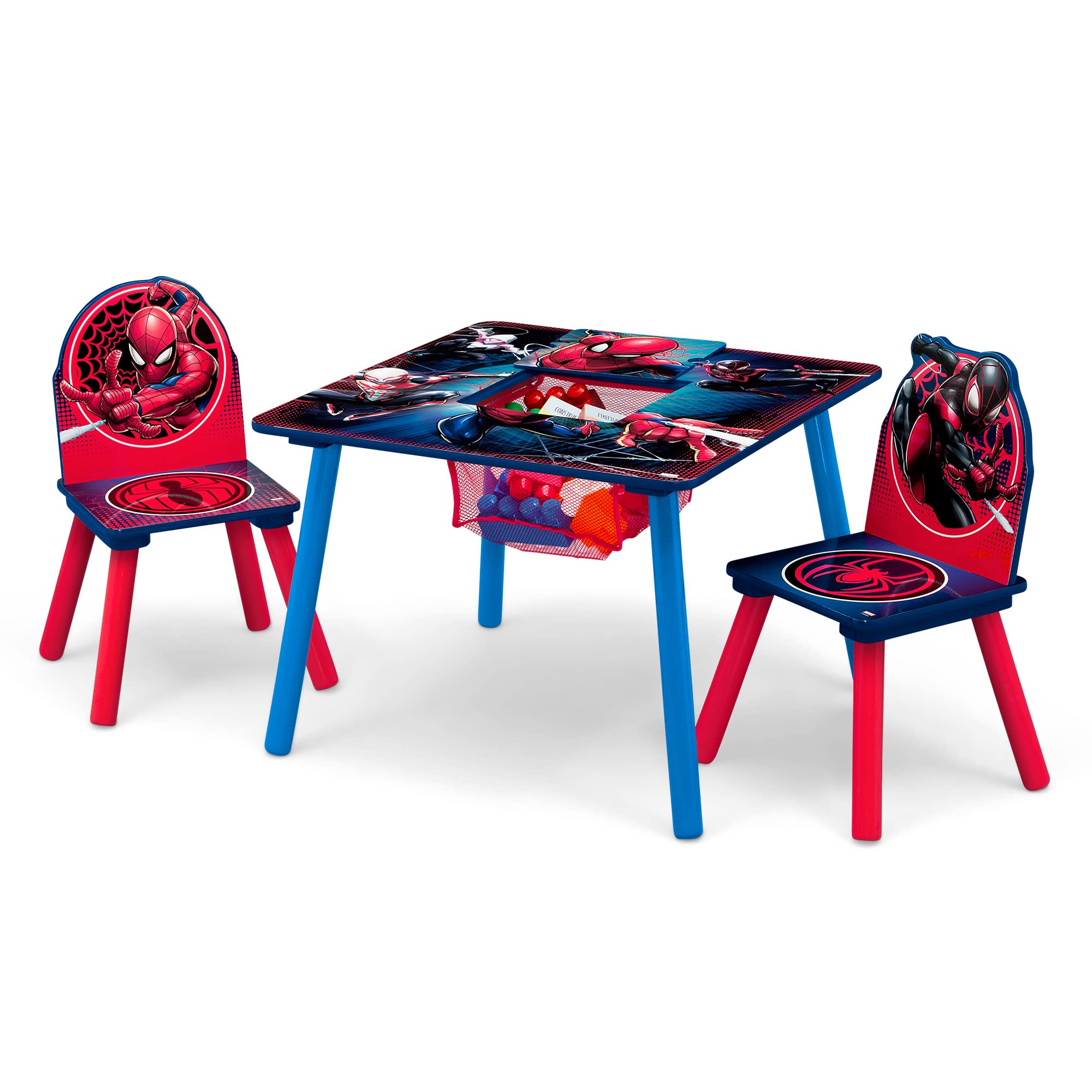 Delta Children Spider-Man storage center close-up highlights practical design