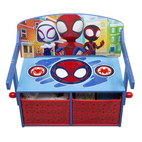 Delta Children Spidey bench wood finish emphasizing durable construction