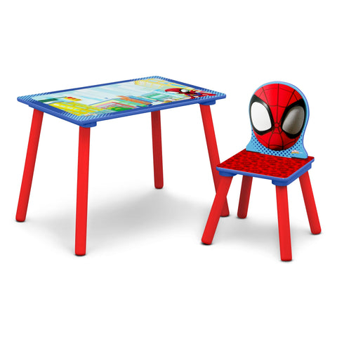 Delta Children Spidey chair side view; sturdy toddler seating.