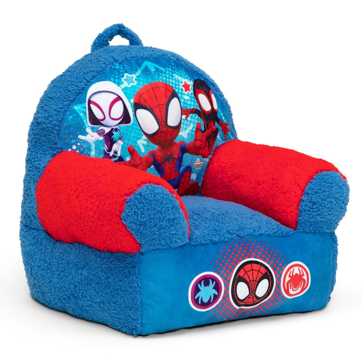 Delta Children Spidey Cozee Buddy Chair blue hero image showing kid-friendly seating