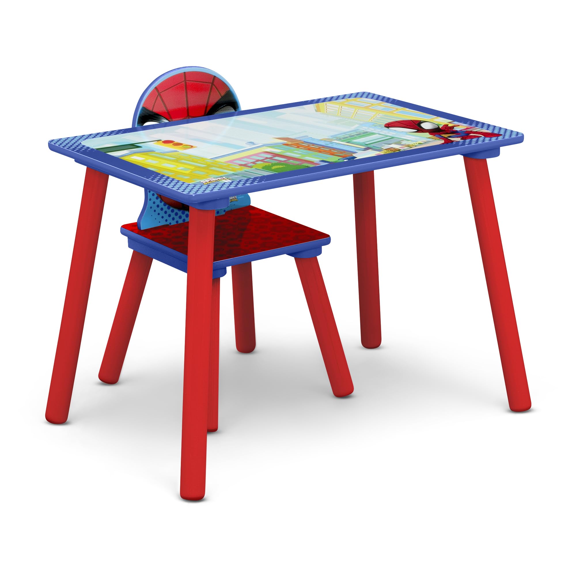Delta Children Spidey dimensions chart; toddler-friendly size.