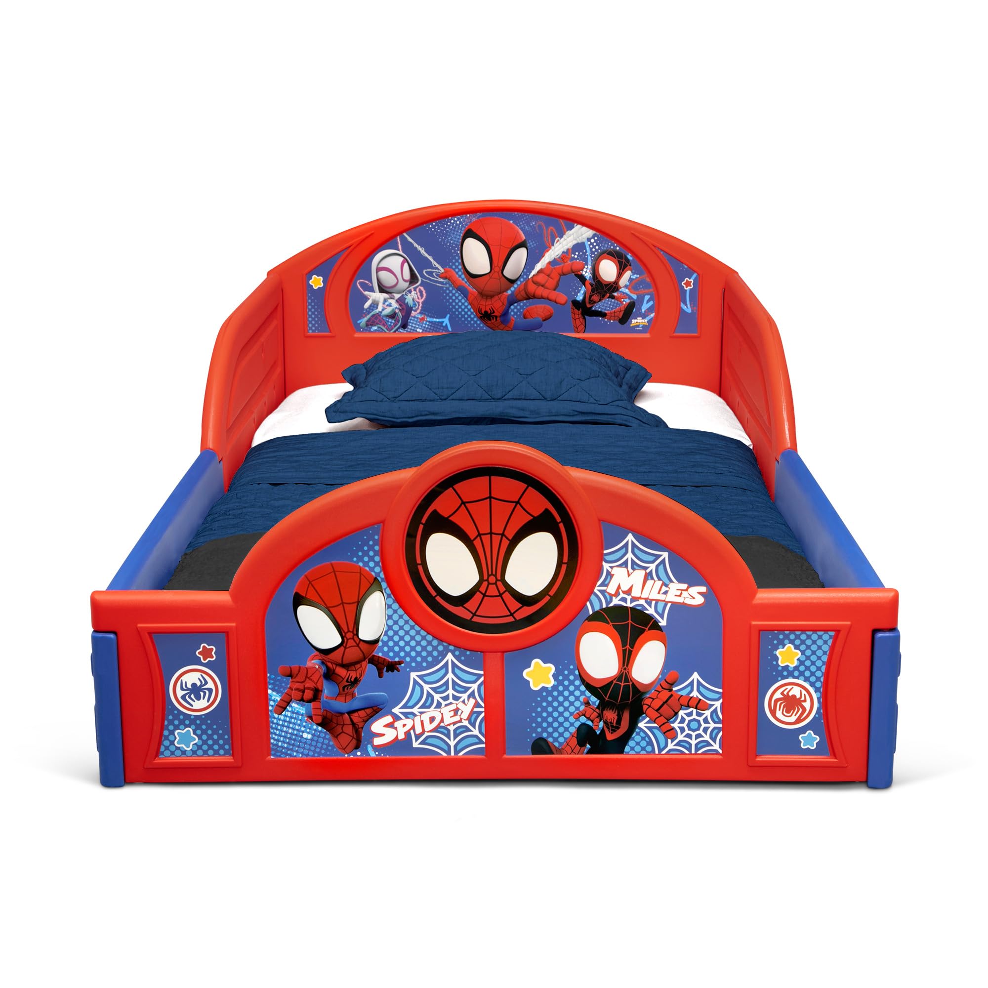 Delta Children Spidey graphics detail on bed and furniture