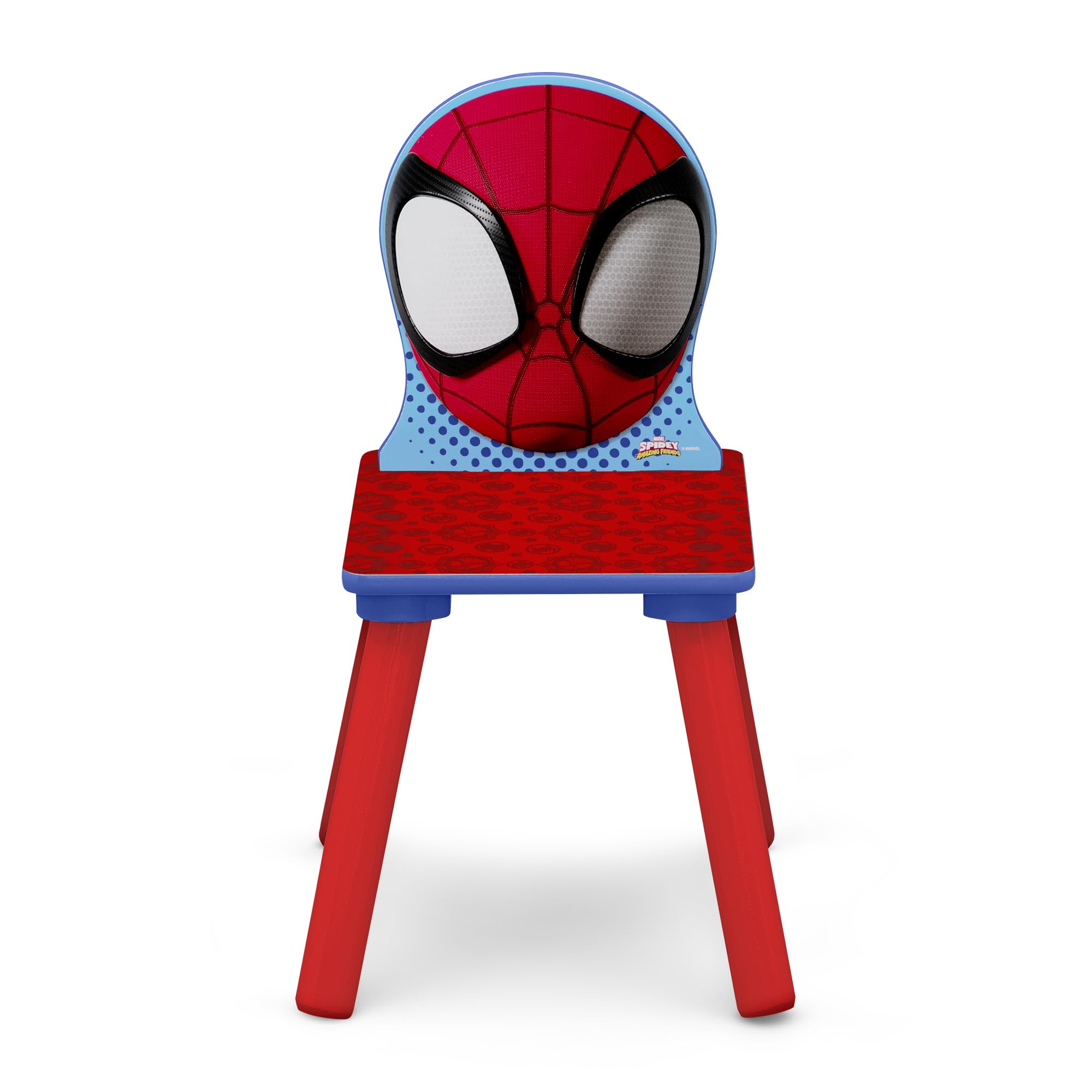 Delta Children Spidey set assembled; cozy playroom for kids 2+.