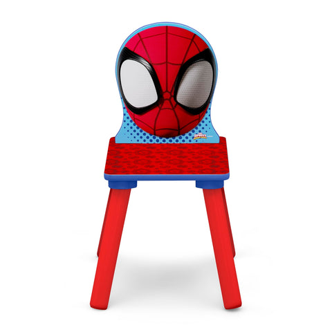 Delta Children Spidey set assembled; cozy playroom for kids 2+.