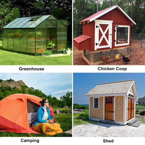 DELUMEE versatile ventilation for greenhouse, attic, coop, or camping.