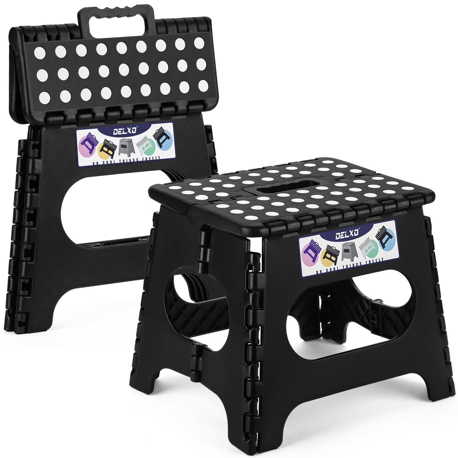 Delxo 11-inch folding step stool open height for kitchen reach
