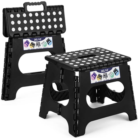 Delxo 11-inch folding step stool open height for kitchen reach