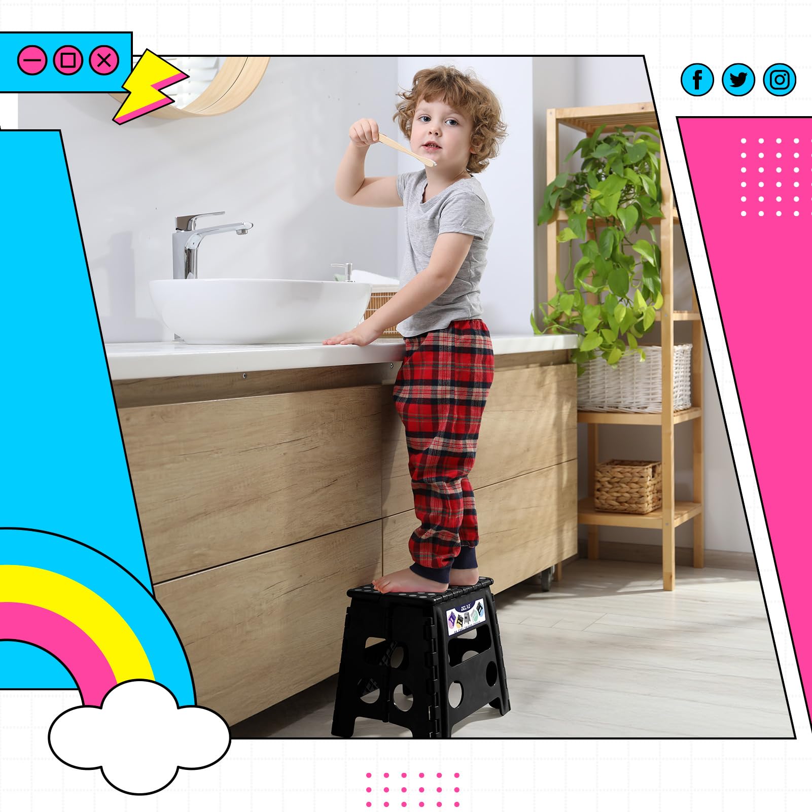 Delxo stool anti-slip surface enhances safety on slick floors.