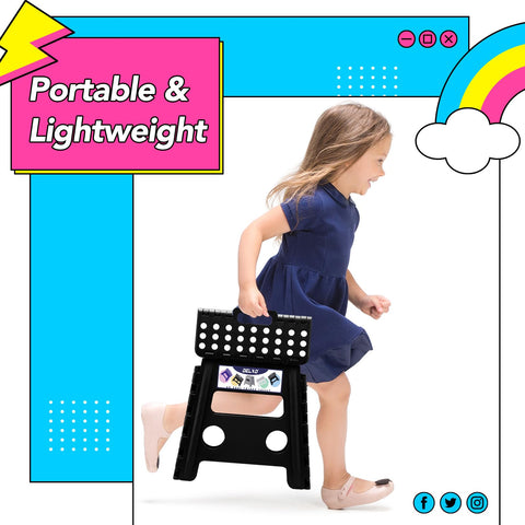 Delxo stool folds to compact storage for RVs or apartments.