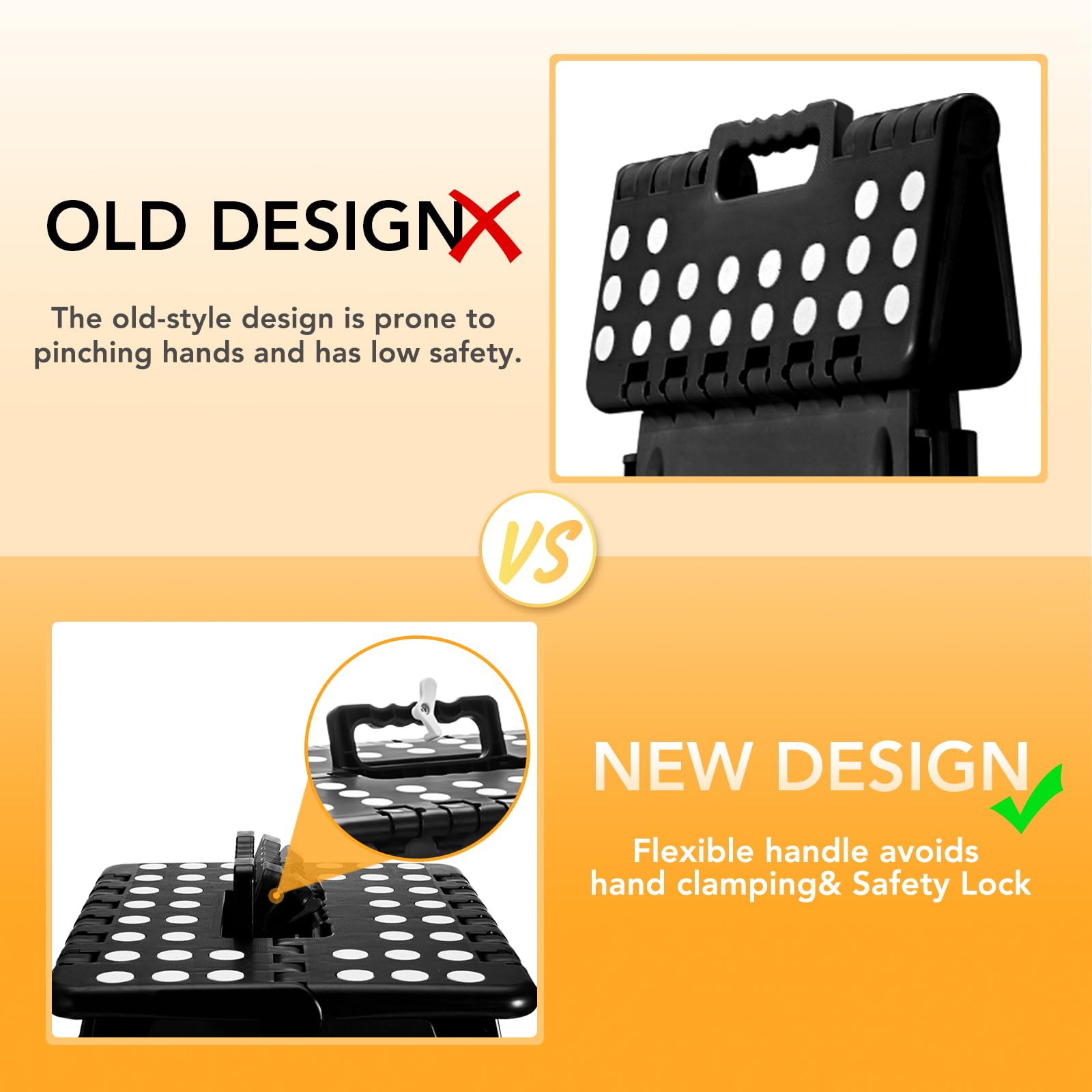 Delxo folding stool safety edges protect against accidental bumps during use
