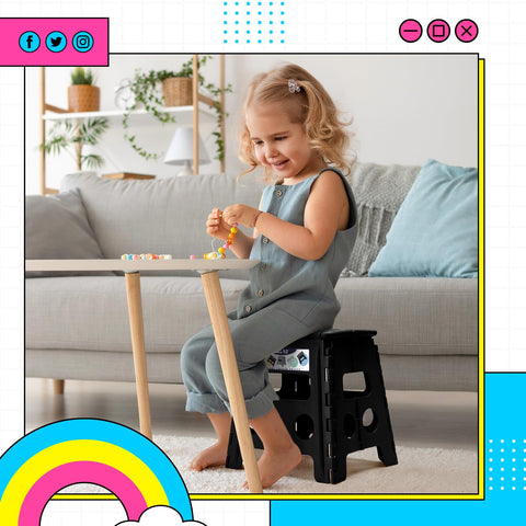 Delxo folding stool with handle makes transport easy around home.