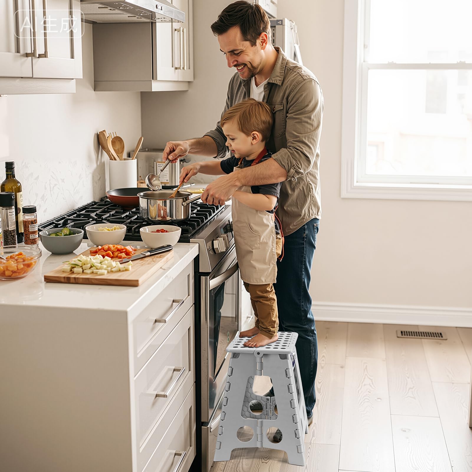 Delxo stool fully opened, supports up to 400 lbs