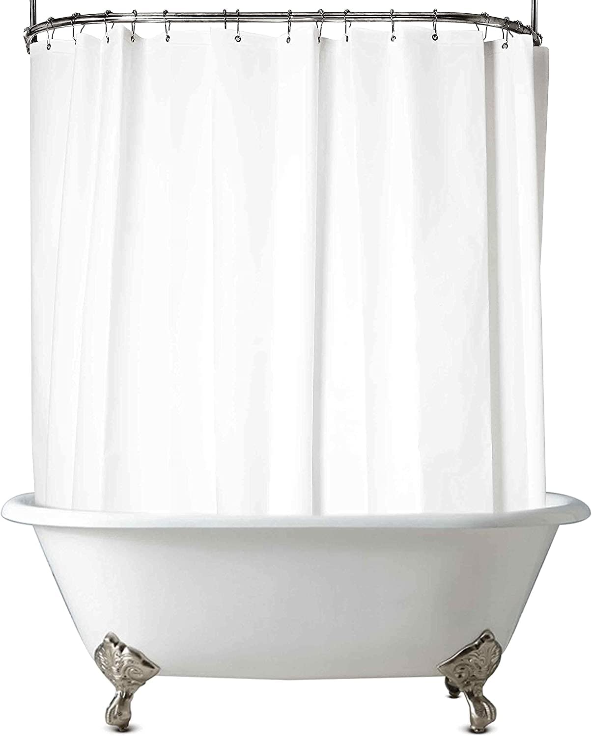 De-Mediocre white 180x70 curtain provides wide coverage for clawfoot tubs