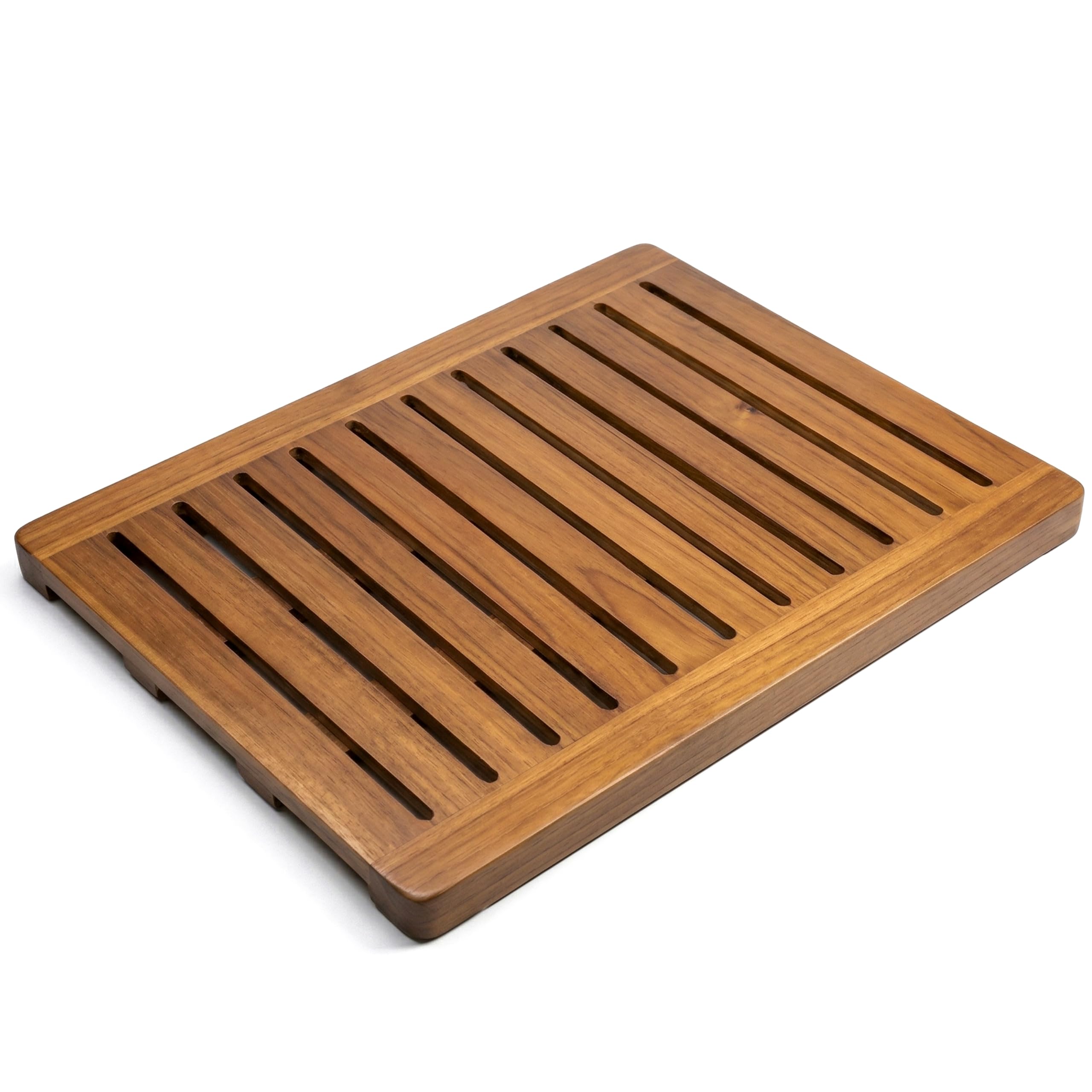 Demigo Acacia wood shower mat 24x18 inches with non-slip surface for safe steps on wet floors