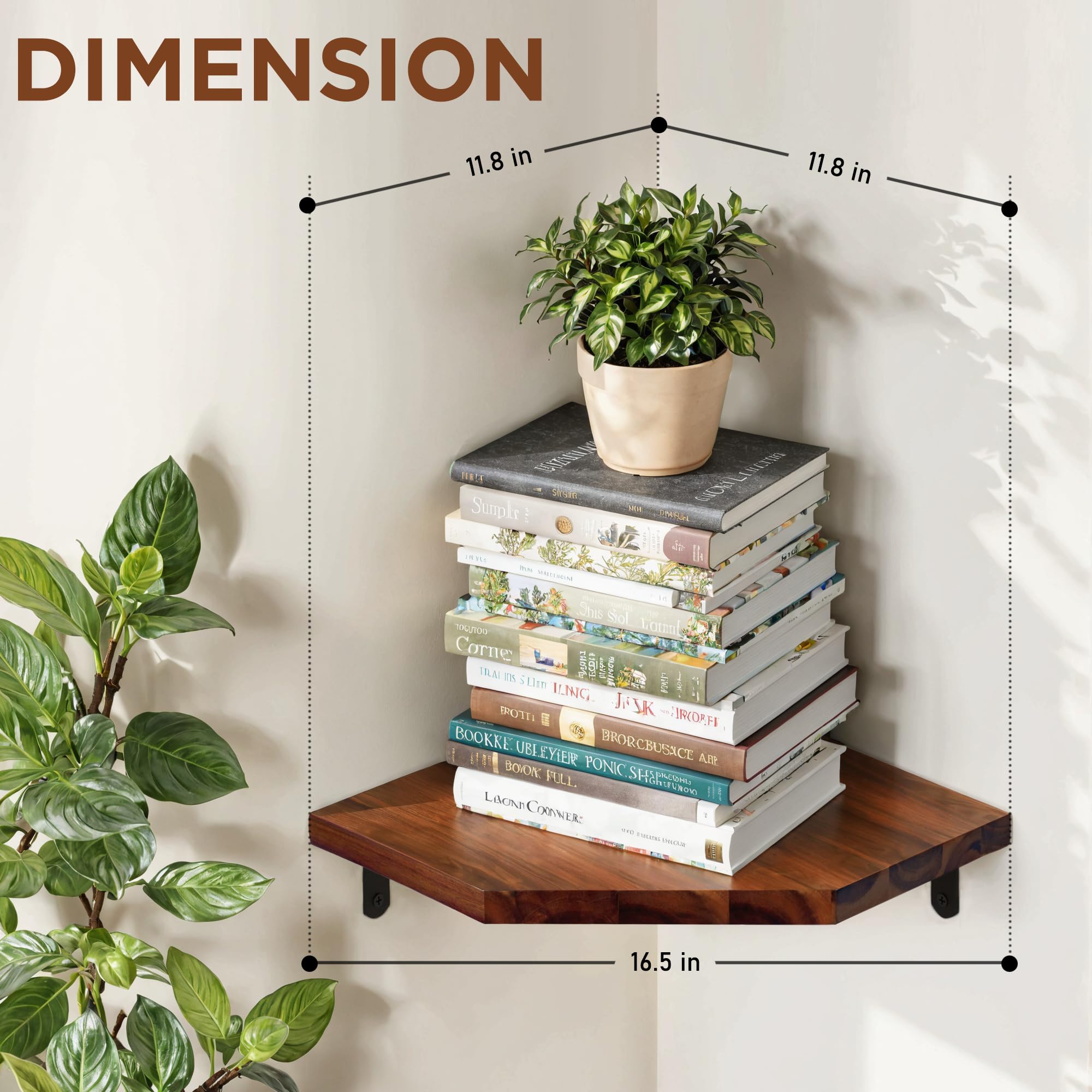 Demigo floating shelves with L-bracket provide secure, easy wall mounting.