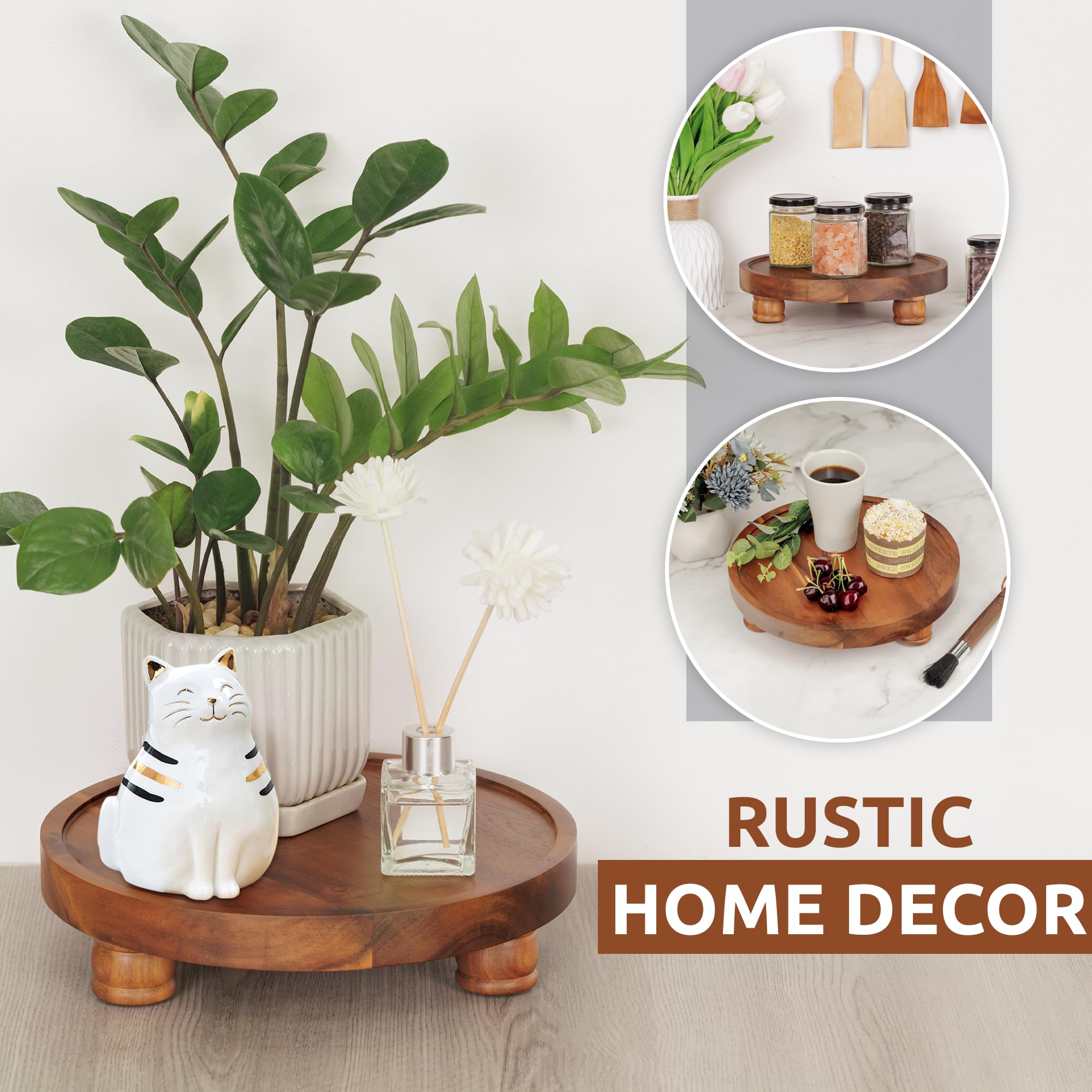 Demigo tabletop display riser adds height for artwork or desserts.