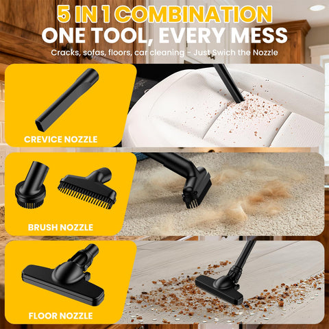 DEMIMA LED light and silicone grip facilitate precise cleaning in dark or tight spaces.