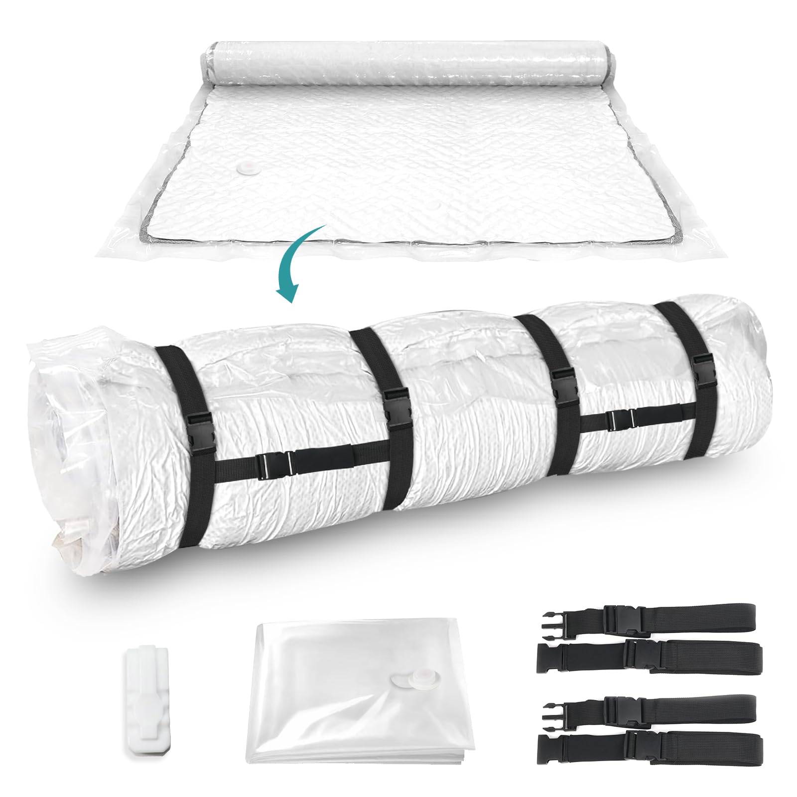 Demine twin XL mattress vacuum bag with straps for easy moving.
