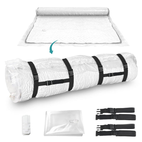 Demine twin XL mattress vacuum bag with straps for easy moving.