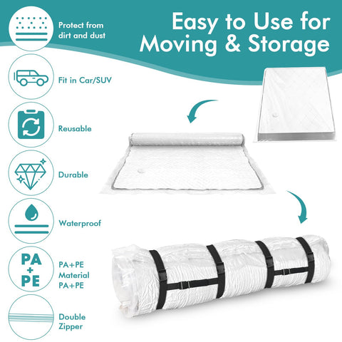 Demine puncture-resistant mattress space bag protects during transit.